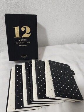 kate spade Black and Gold Polka Dot 12-Month Journal Set